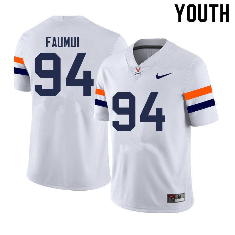 Youth #94 Aaron Faumui Virginia Cavaliers College Football Jerseys Sale-White - Click Image to Close